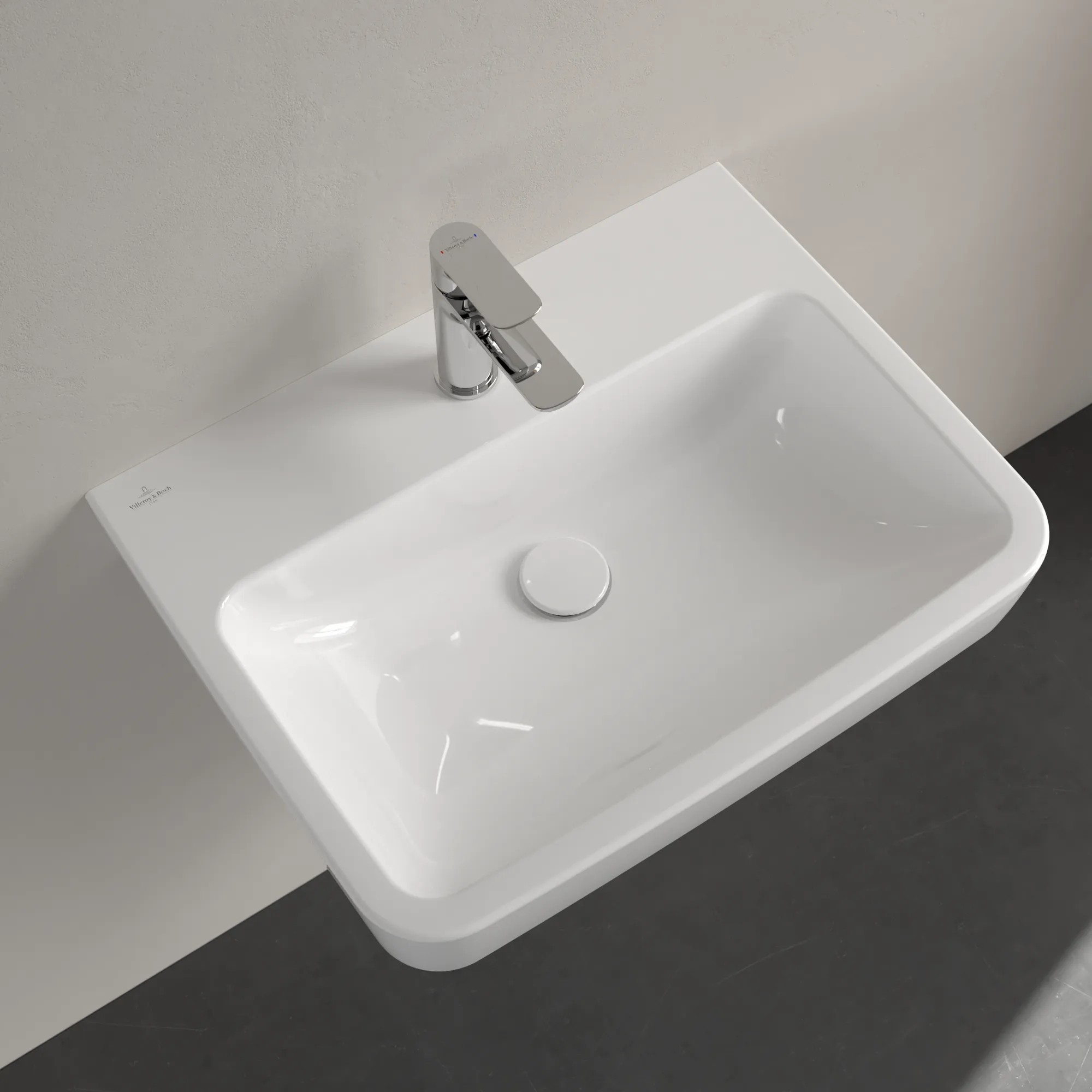 Villeroy & Boch Wandwaschtisch „O.novo“ 600 × 460 × 175 mm, für Becken mittig, mit Hahnlochbohrung, Hahnlochposition mittig in Weiß Alpin Villeroy & Boch Wandwaschtisch „O.novo“ 600 × 460 × 175 mm, für Becken mittig, mit Hahnlochbohrung, Hahnlochposition mittig in Weiß Alpin