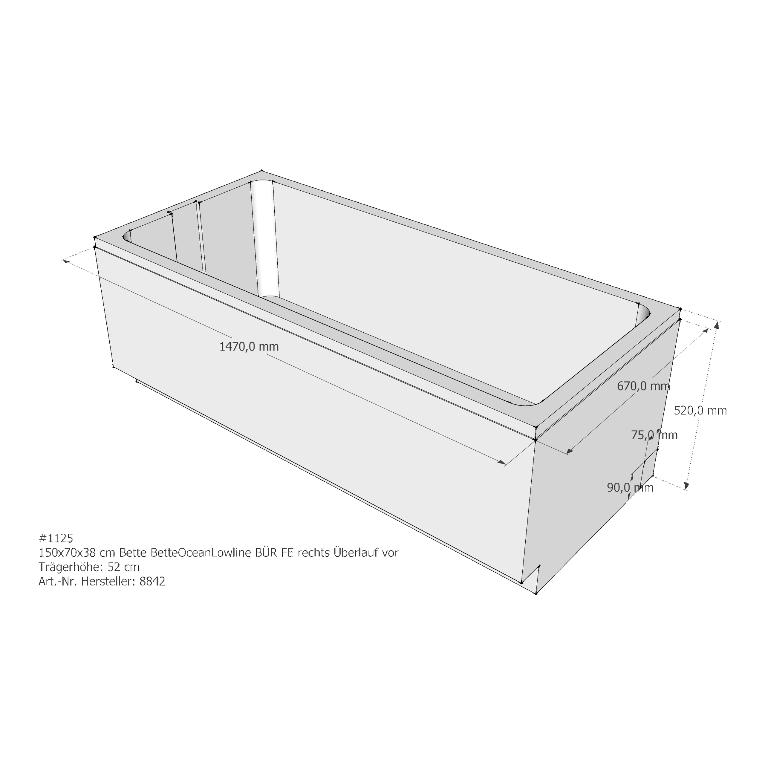 Badewannenträger für Bette Ocean Lowline 150 × 70 × 38 cm Badewannenträger für Bette Ocean Lowline 150 × 70 × 38 cm
