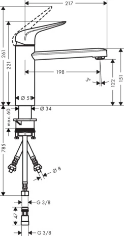 Spültischmischer 120 Focus M42 Niederdruck 1jet chrom