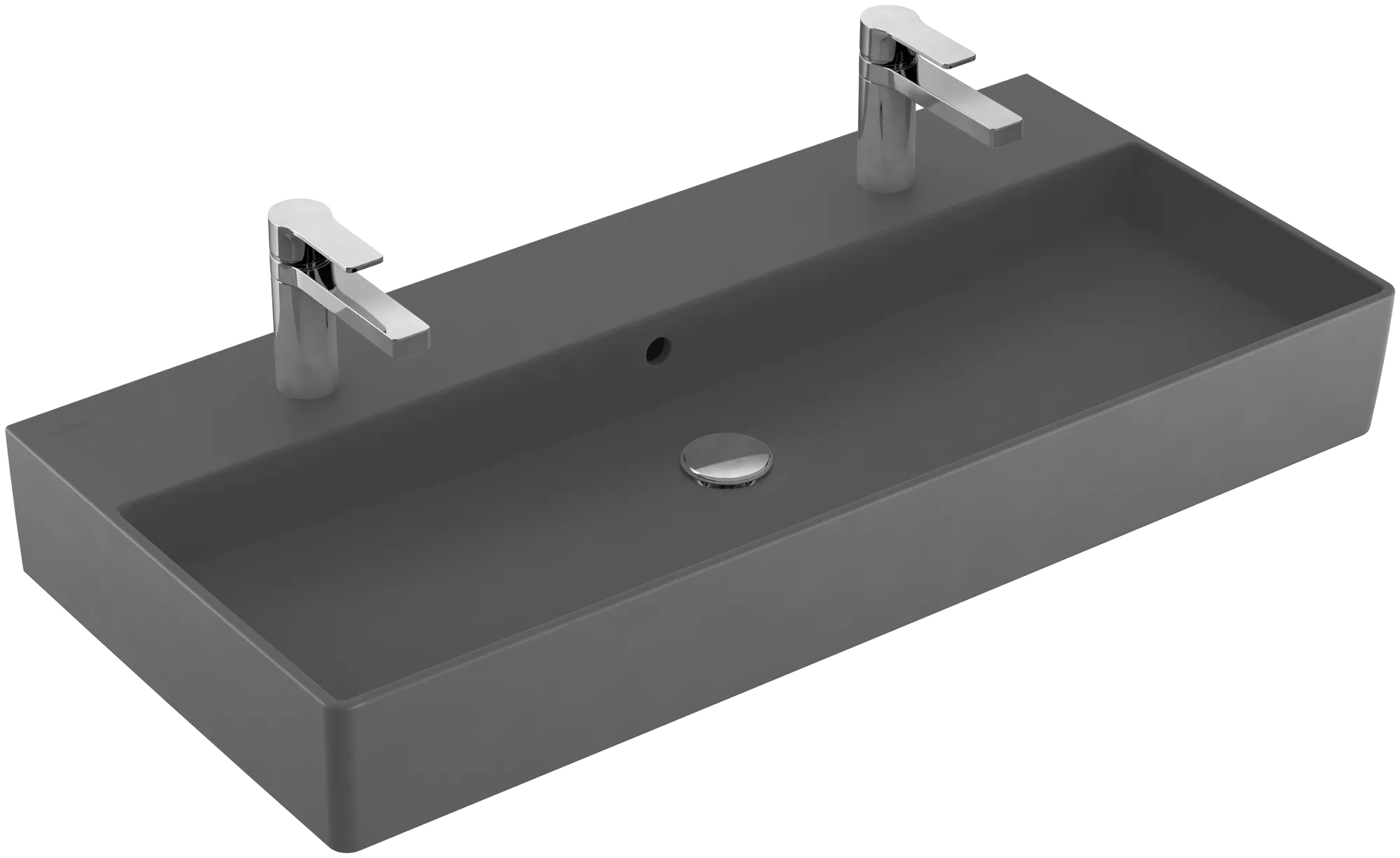 Villeroy & Boch Wandwaschtisch aus TitanCeram geschliffen „Memento 2.0“ 1000 × 470 × 135 mm, Hahnlochposition links und rechts, mit Hahnlochbohrung in Graphite