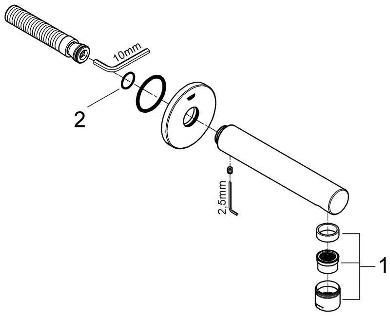 Wanneneinlauf Concetto 13280_1, Wandmontage, Ausladung 170 mm, chrom