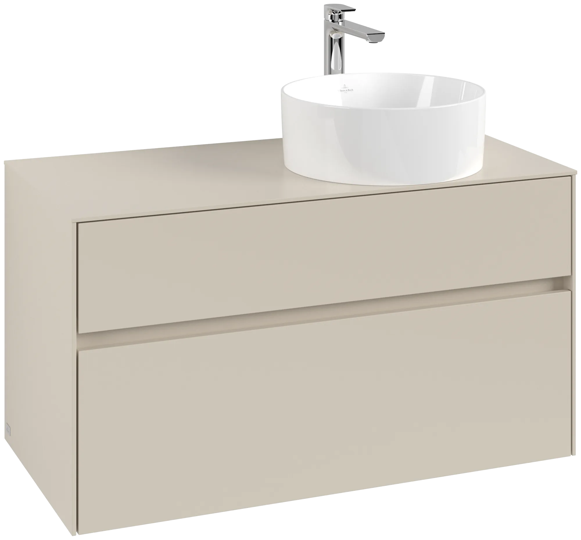Villeroy & Boch Collaro Waschbeckenunterschrank C04000, 1000x548x500mm, 2 Auszüge, Waschbecken rechts, Cashmere Grey