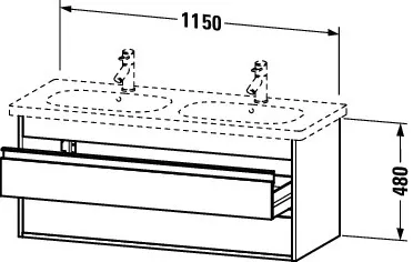 Duravit Waschtischunterschrank wandhängend „Ketho“ 115 × 48 × 45,5 cm in Basalt Matt