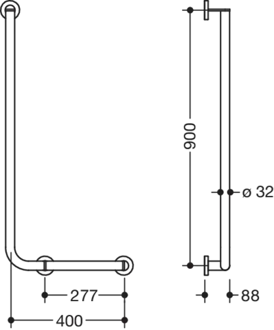 Winkelgriff,d:32, A1:900, W1:400, re, plvb weiß tiefmatt Winkelgriff,d:32, A1:900, W1:400, re, plvb weiß tiefmatt