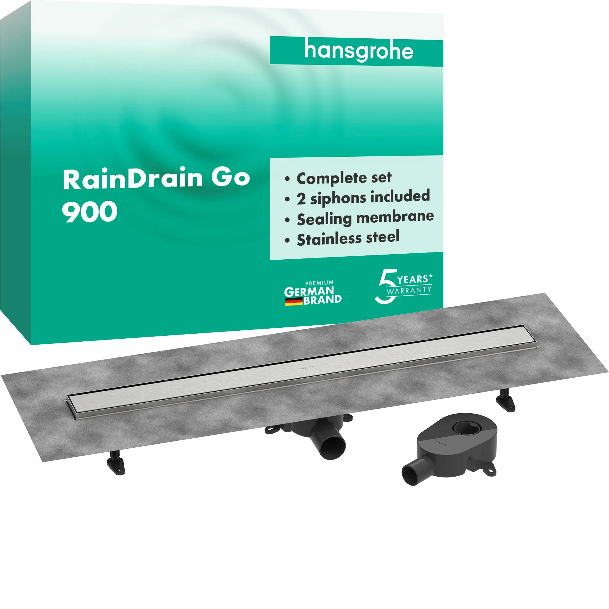 Hansgrohe RainDrain Go Komplettset Duschrinne 900 rückseitig befliesbar Hansgrohe RainDrain Go Komplettset Duschrinne 900 rückseitig befliesbar