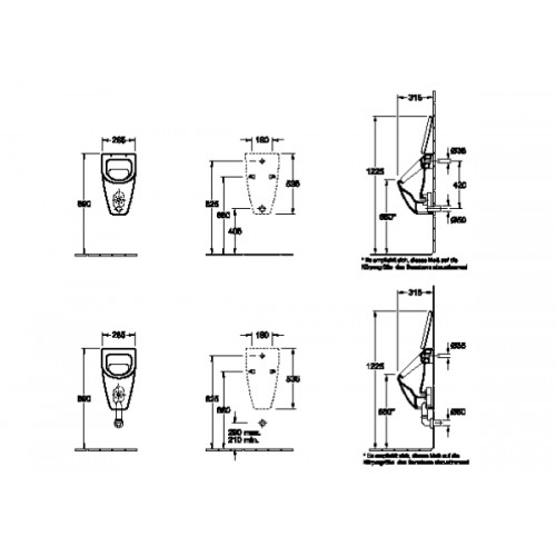 SUBWAY Absaug-Urinal 28,5 x 53,5 x 31,5 cm mit Deckel