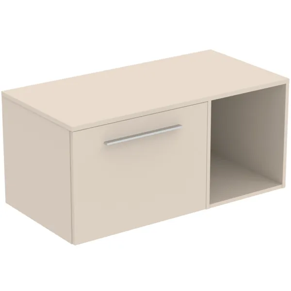 Möbel-Set 100cm i.life B 1 Auszug 1 offenes Fach Griff Chrom Weiß matt Möbel-Set 100cm i.life B 1 Auszug 1 offenes Fach Griff Chrom Weiß matt
