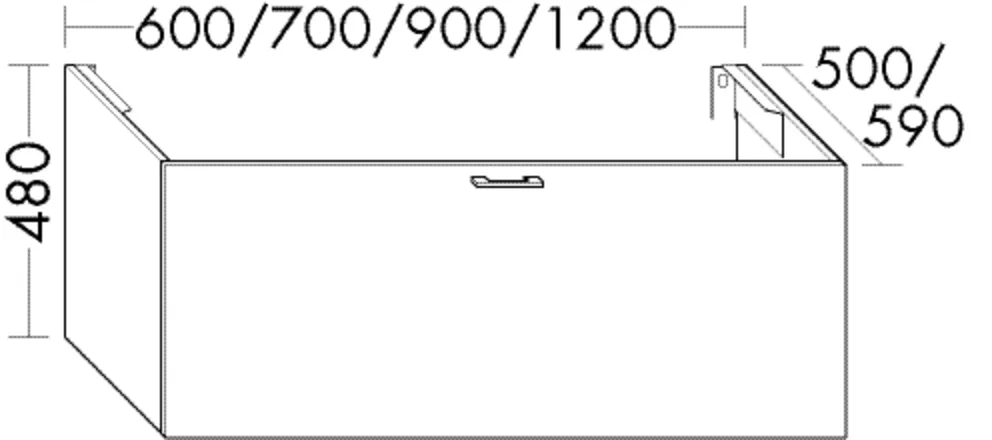 Waschtischunterschrank Sys30 von burgbad - 1.200 mm breit, 480 mm hoch, 500 mm tief, für Mineralguss-Waschtisch M8