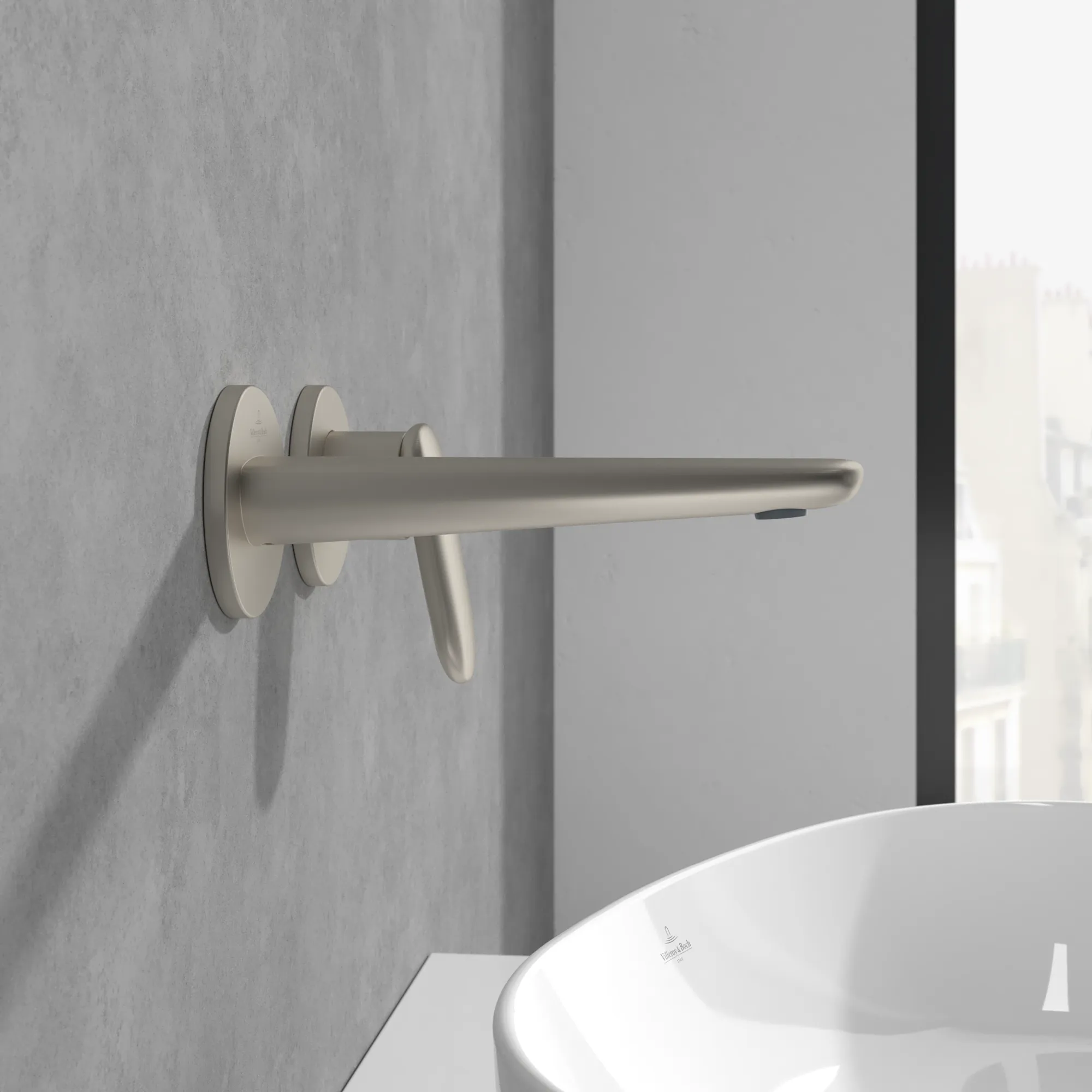 Villeroy & Boch Antao Zweiloch-Einhebel-Waschtischarmatur, Brushed Nickel Matt, 185x223x115 mm, Höhe 115 mm, Wanneneinbaumaß 185x223 mm Villeroy & Boch Antao Zweiloch-Einhebel-Waschtischarmatur, Brushed Nickel Matt, 185x223x115 mm, Höhe 115 mm, Wanneneinbaumaß 185x223 mm