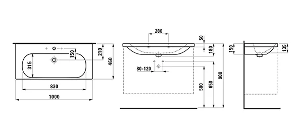 Laufen Waschtisch LUA 460x1000x180, weiß, ohne Hahnloch und Überlauf Laufen Waschtisch LUA 460x1000x180, weiß, ohne Hahnloch und Überlauf