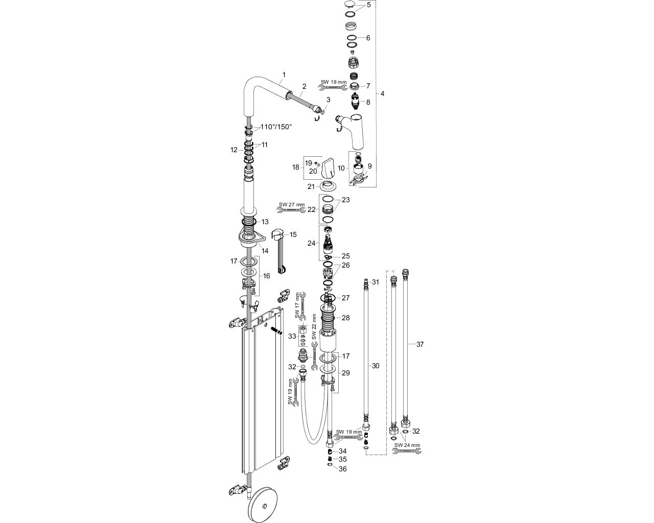 2-Loch SPTM 200 Metris Select M71 Ausziehbrause 2jet sBox chrom