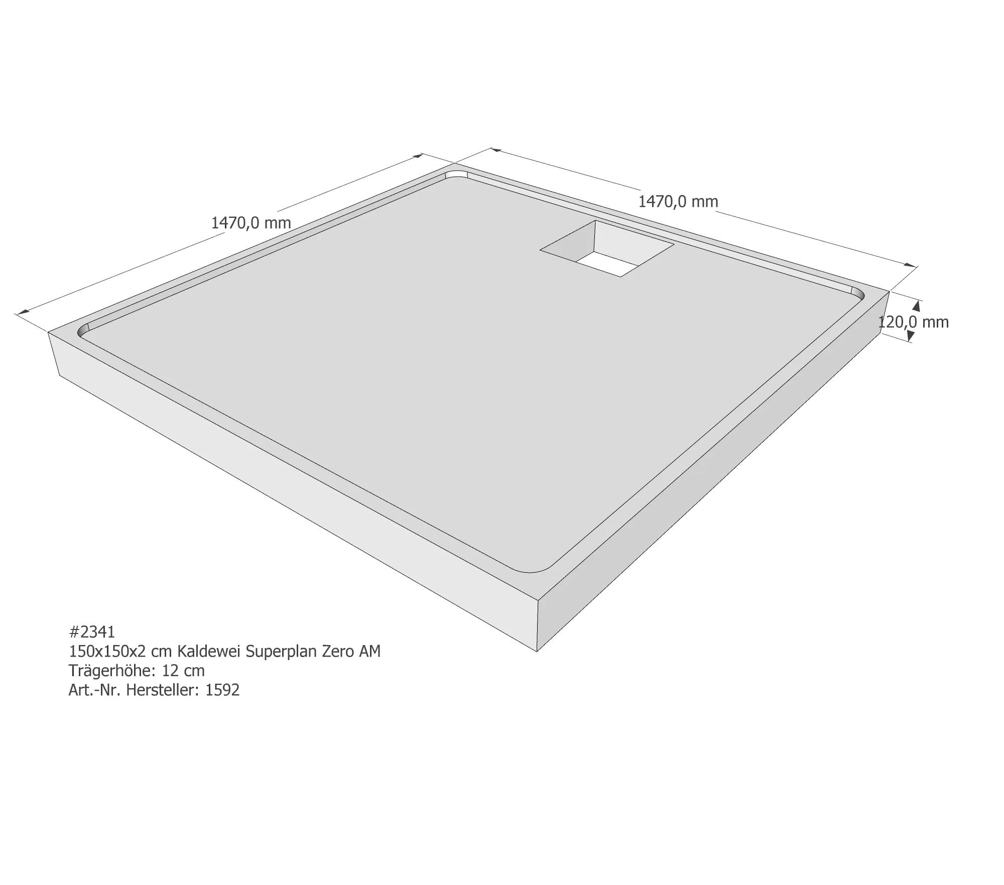 Duschwannenträger für Kaldewei Superplan Zero 150 × 150 × 2 cm Breite: 150 cm / Länge: 150 cm Duschwannenträger für Kaldewei Superplan Zero 150 × 150 × 2 cm Breite: 150 cm / Länge: 150 cm