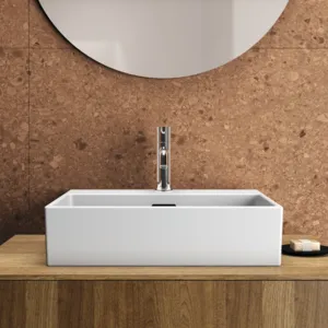 Waschbecken „Extra“ 50 × 40 × 15 cm, Hahnlochposition mittig in Seidenweiß