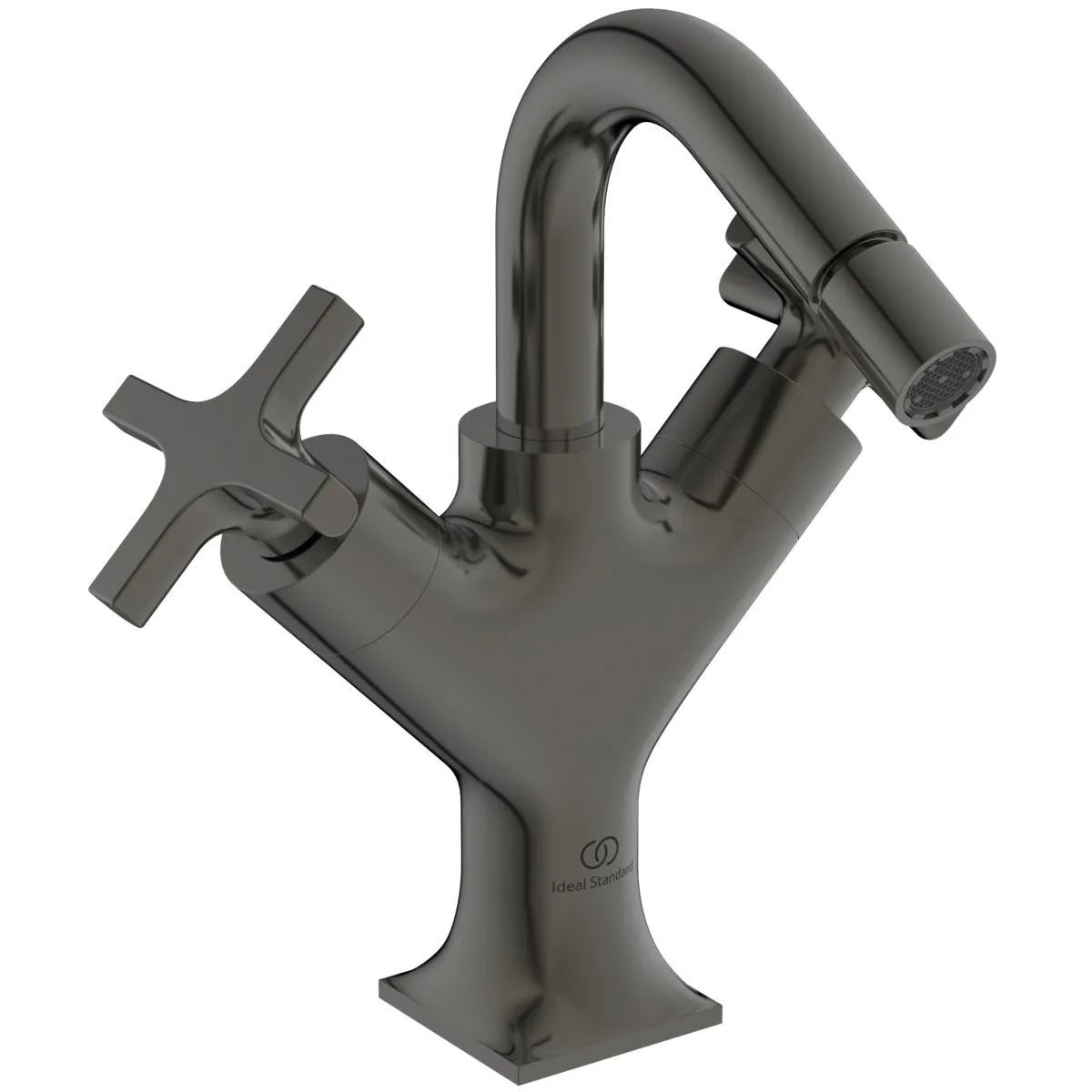 Bidetarmatur Joy Neo mit Ablaufgarnitur Ausladung 115mm Kreuzgriffe Magnetic Grey Bidetarmatur Joy Neo mit Ablaufgarnitur Ausladung 115mm Kreuzgriffe Magnetic Grey