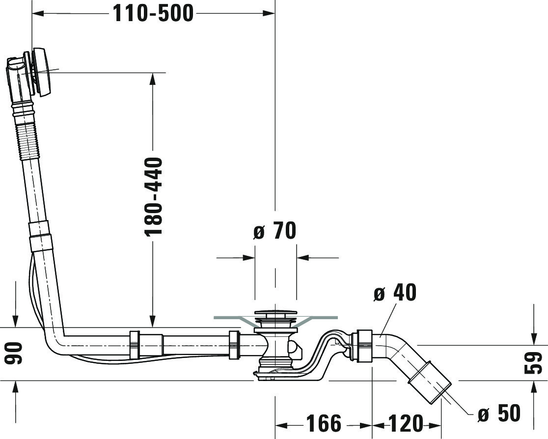 Duravit Ab- und Überlaufgarnitur für Badewannen Modell 792204