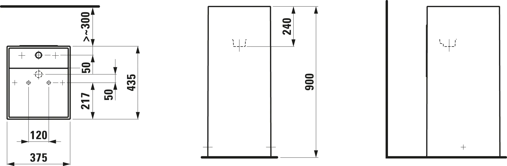 Waschtisch freistehend Kartell • 435x375x900 1 Hahnloch ohne Überlauf weiß