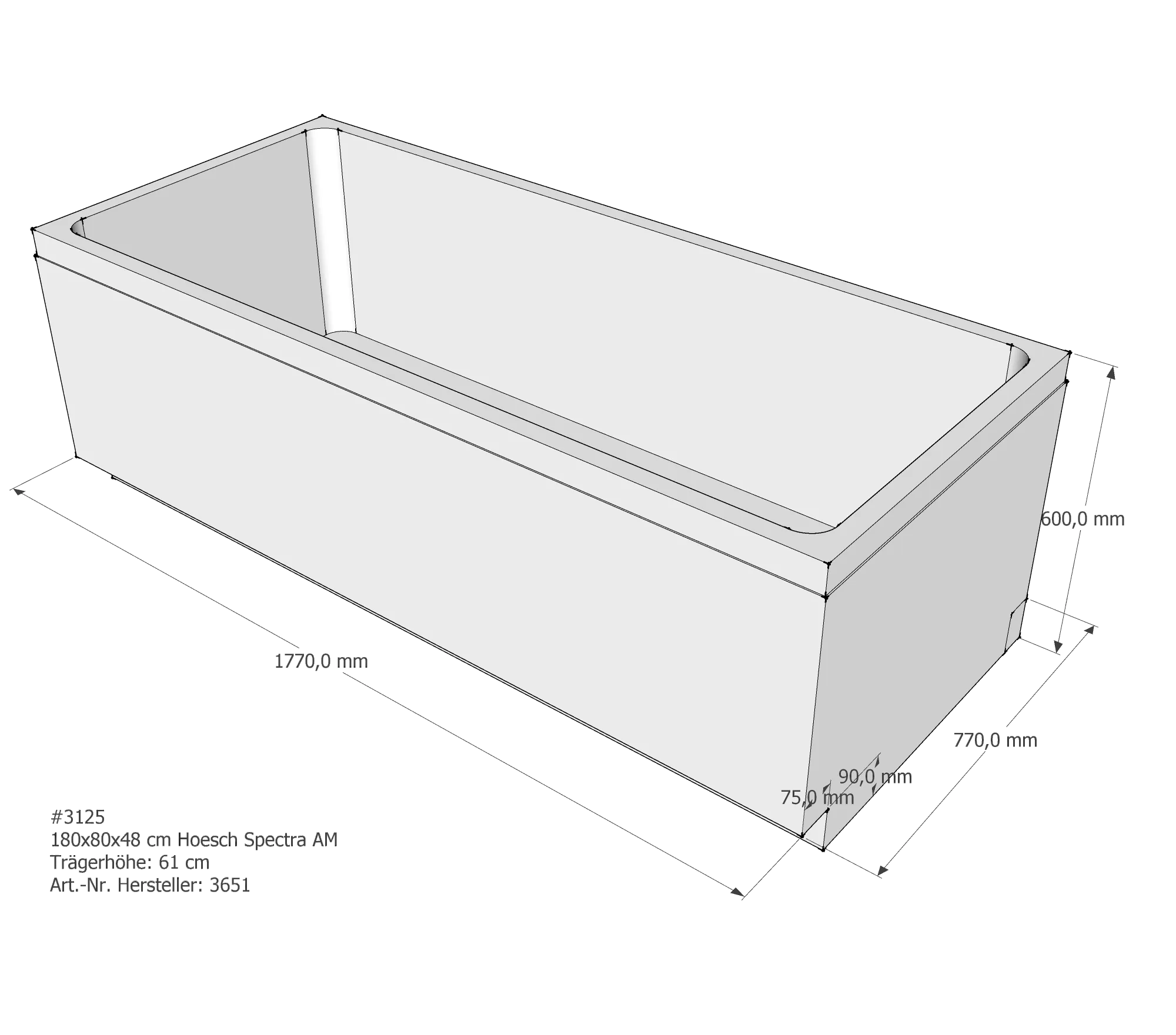 Badewannenträger für Hoesch Spectra 1800×800 180 × 80 × 48 cm Badewannenträger für Hoesch Spectra 1800×800 180 × 80 × 48 cm