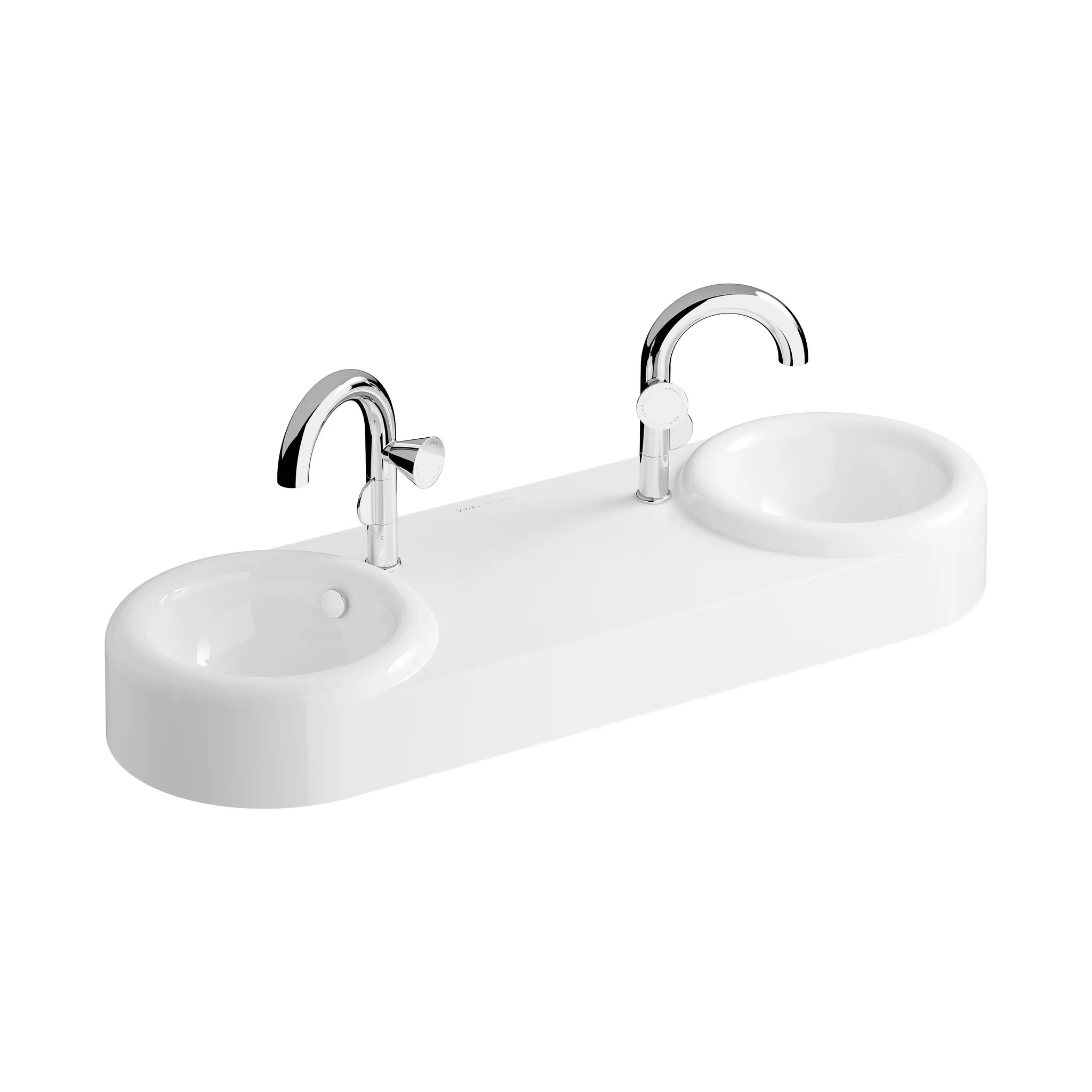 Liquid Doppelwaschtisch, 1205 x 405 mm, Wandmontage, mit 2 Becken mit großer Mittelablage (Breite 380 mm), Beckenform rund, Durchmesser Außenmaß 390 mm, Durchmesser Innenmaß 275 mm, Höhe Innenbecken 125 mm, mit 2 Hahnlöchern, mit 2 Überlauflöchern, Mater Liquid Doppelwaschtisch, 1205 x 405 mm, Wandmontage, mit 2 Becken mit großer Mittelablage (Breite 380 mm), Beckenform rund, Durchmesser Außenmaß 390 mm, Durchmesser Innenmaß 275 mm, Höhe Innenbecken 125 mm, mit 2 Hahnlöchern, mit 2 Überlauflöchern, Mater