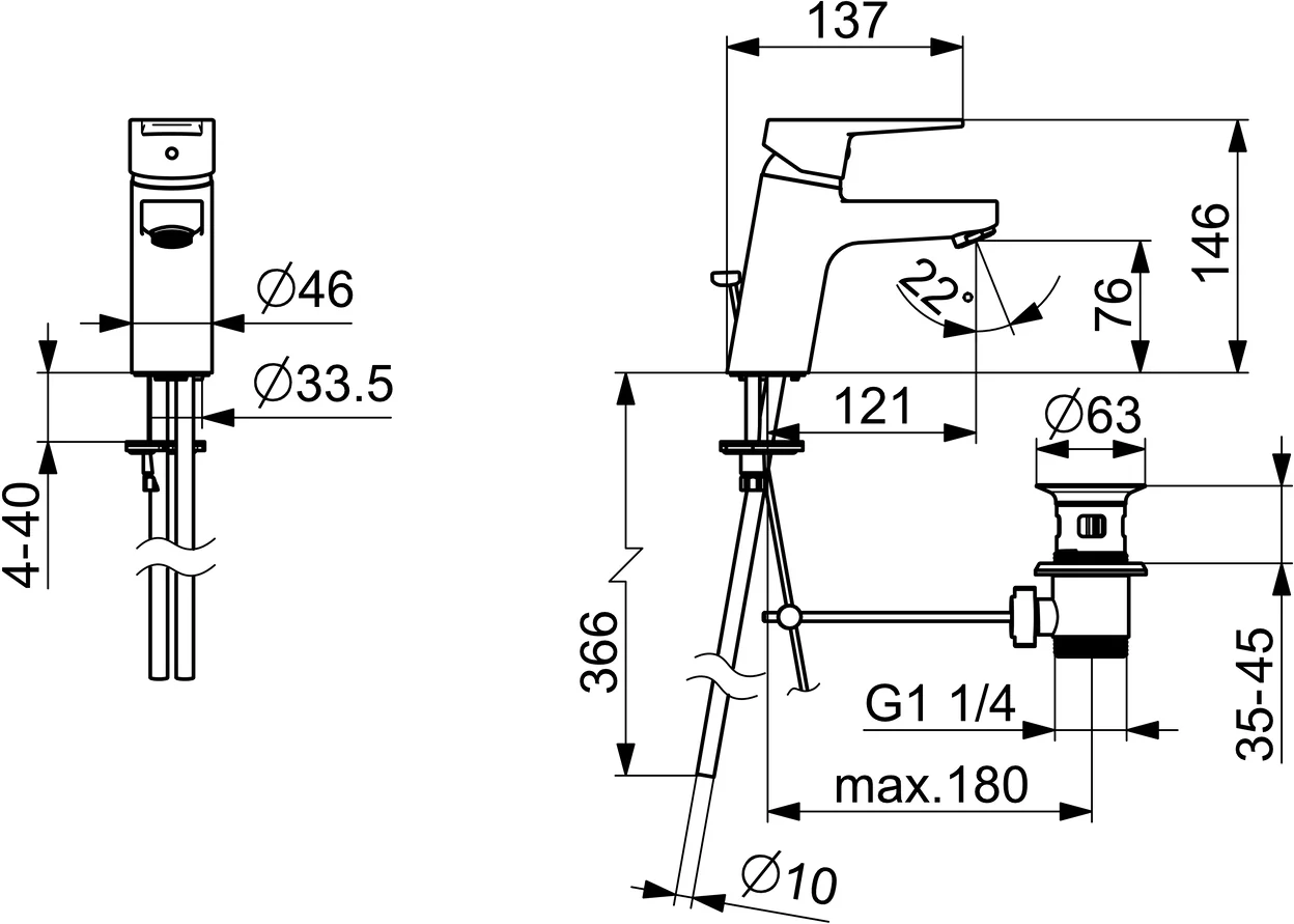 HansaTWIST Waschtischarmatur HansaTWIST 0909 Kupferrohr Zugstangenablaufgarnitur Ausladung 121 mm DN15 Chrom HansaTWIST Waschtischarmatur HansaTWIST 0909 Kupferrohr Zugstangenablaufgarnitur Ausladung 121 mm DN15 Chrom
