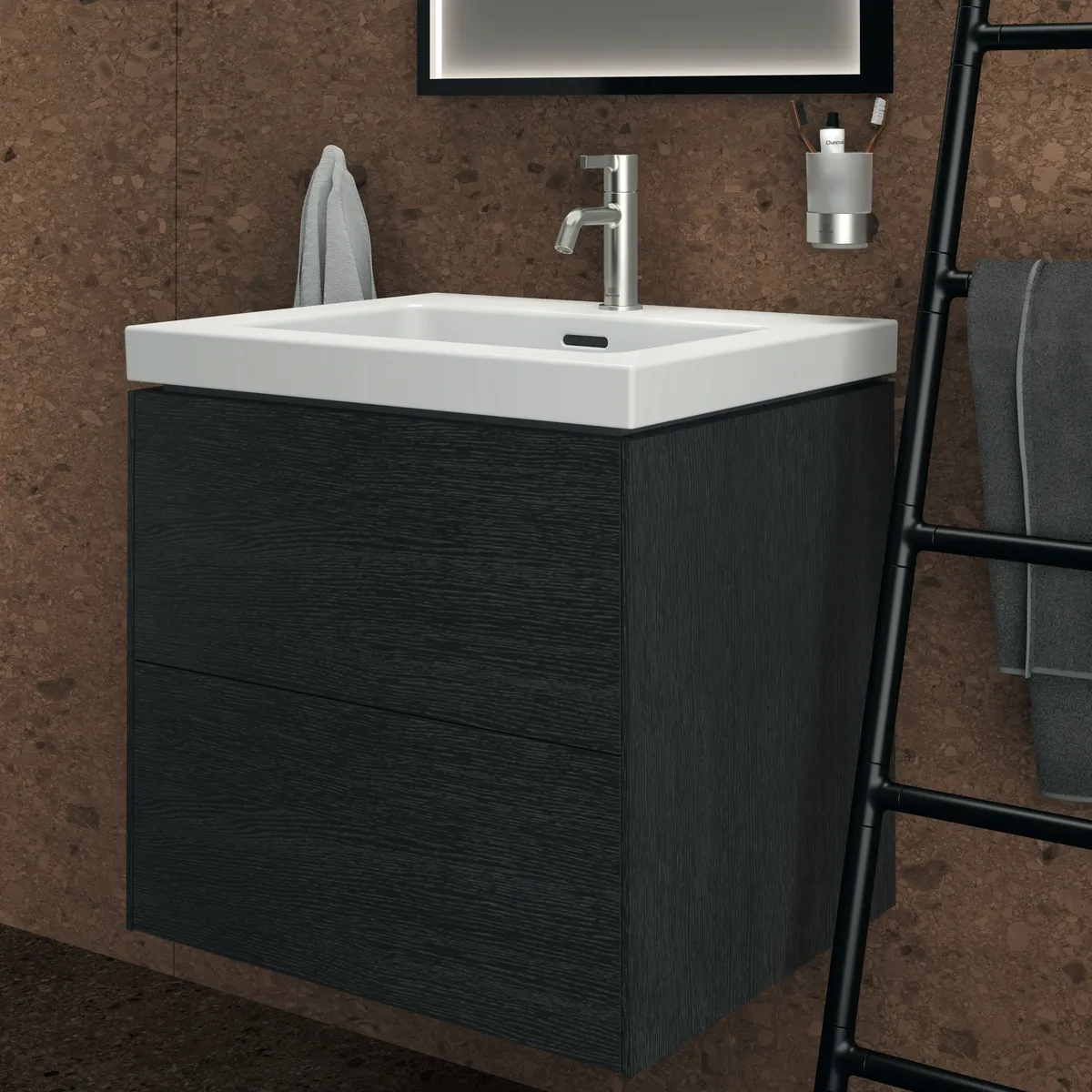 Ideal Standard Möbelwaschtischunterschrank Conca 2 Auszüge 600x505x550mm Eiche geflammt
