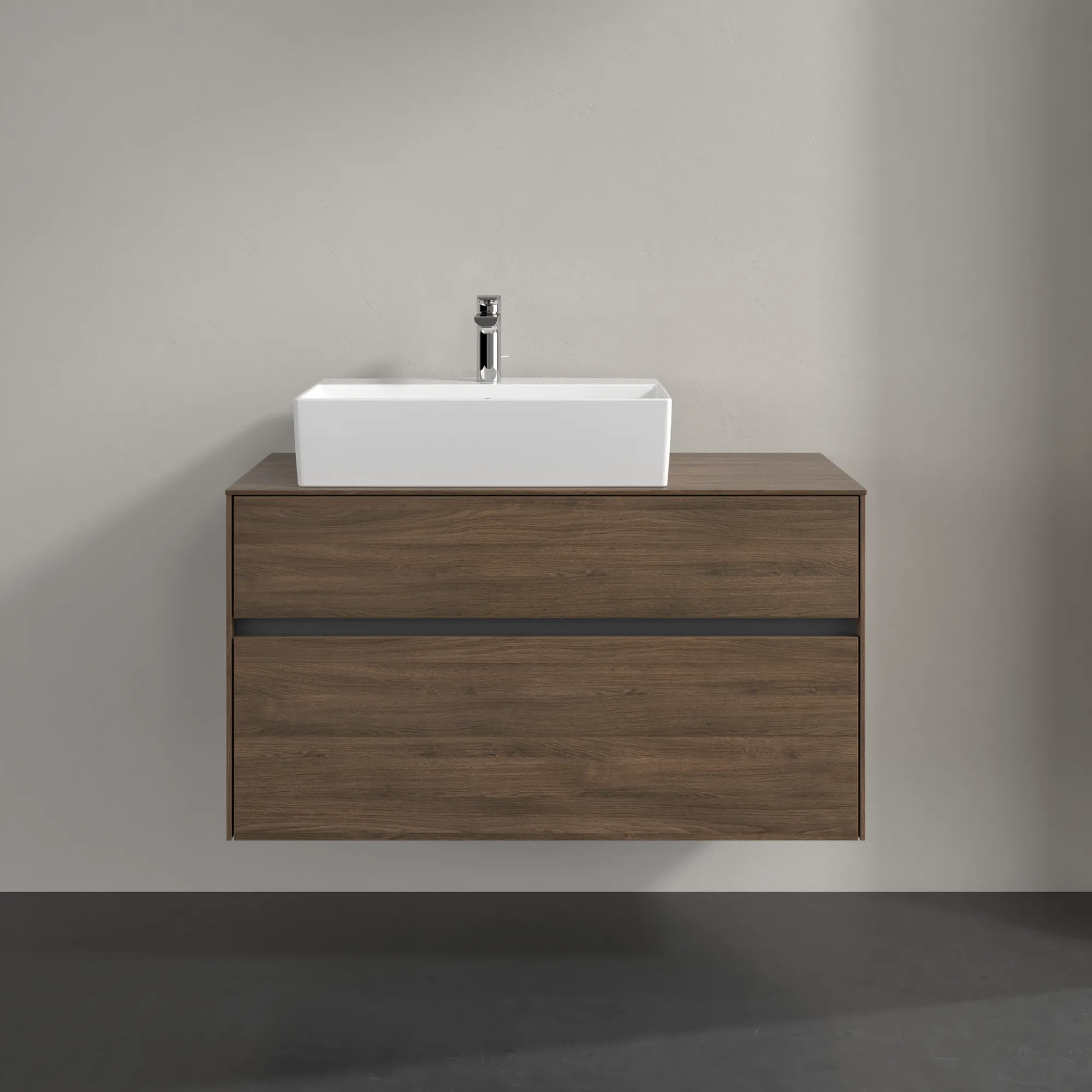 Villeroy & Boch Waschbeckenunterschrank Collaro Arizona Oak, 1000x548x500 mm, mit Beleuchtung und SoftClosing, Eckig