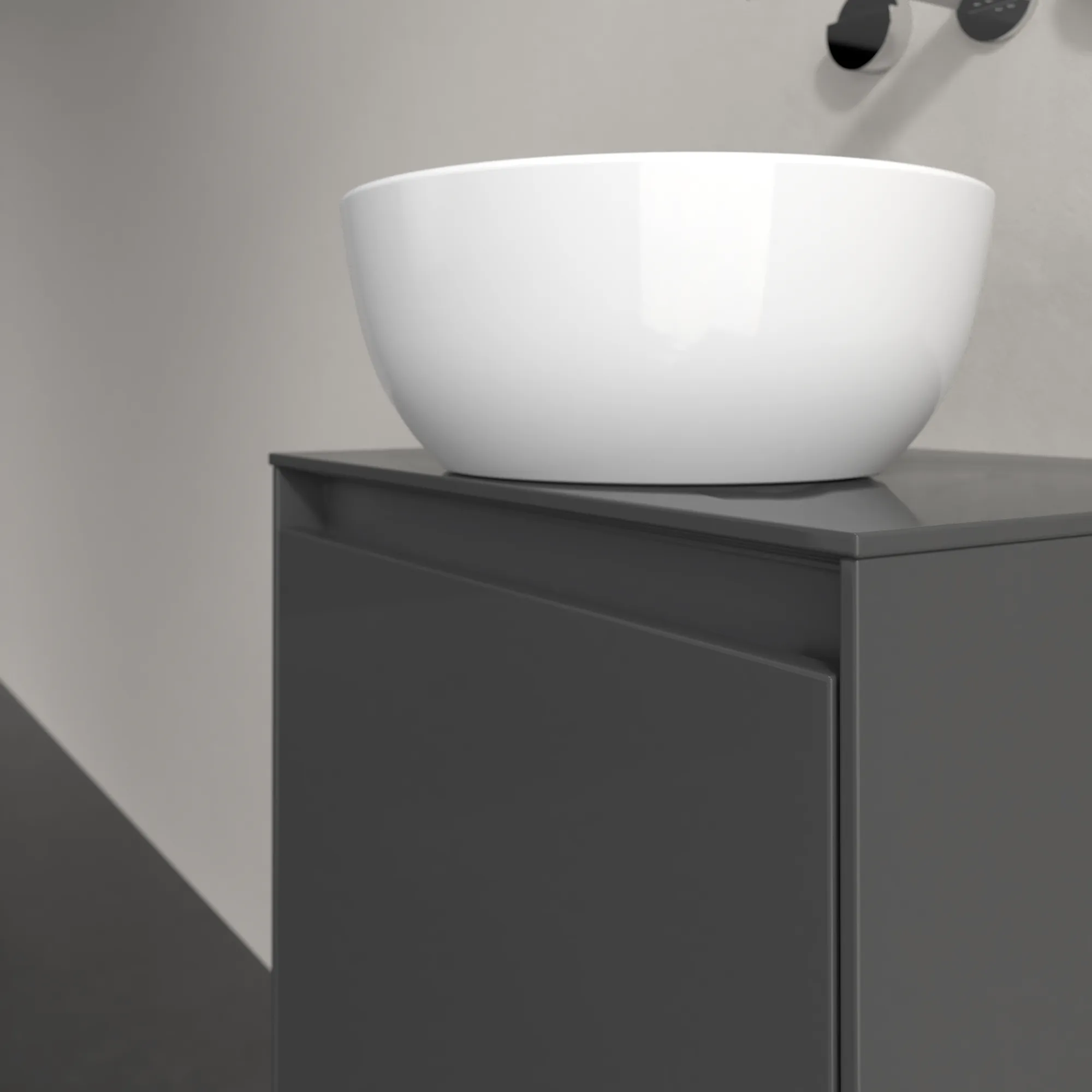 Villeroy & Boch Waschtischunterschrank „Collaro“ 500 × 548 × 380 mm Glossy Grey, für Becken mittig, Anschlag rechts, mit Beleuchtung Villeroy & Boch Waschtischunterschrank „Collaro“ 500 × 548 × 380 mm Glossy Grey, für Becken mittig, Anschlag rechts, mit Beleuchtung