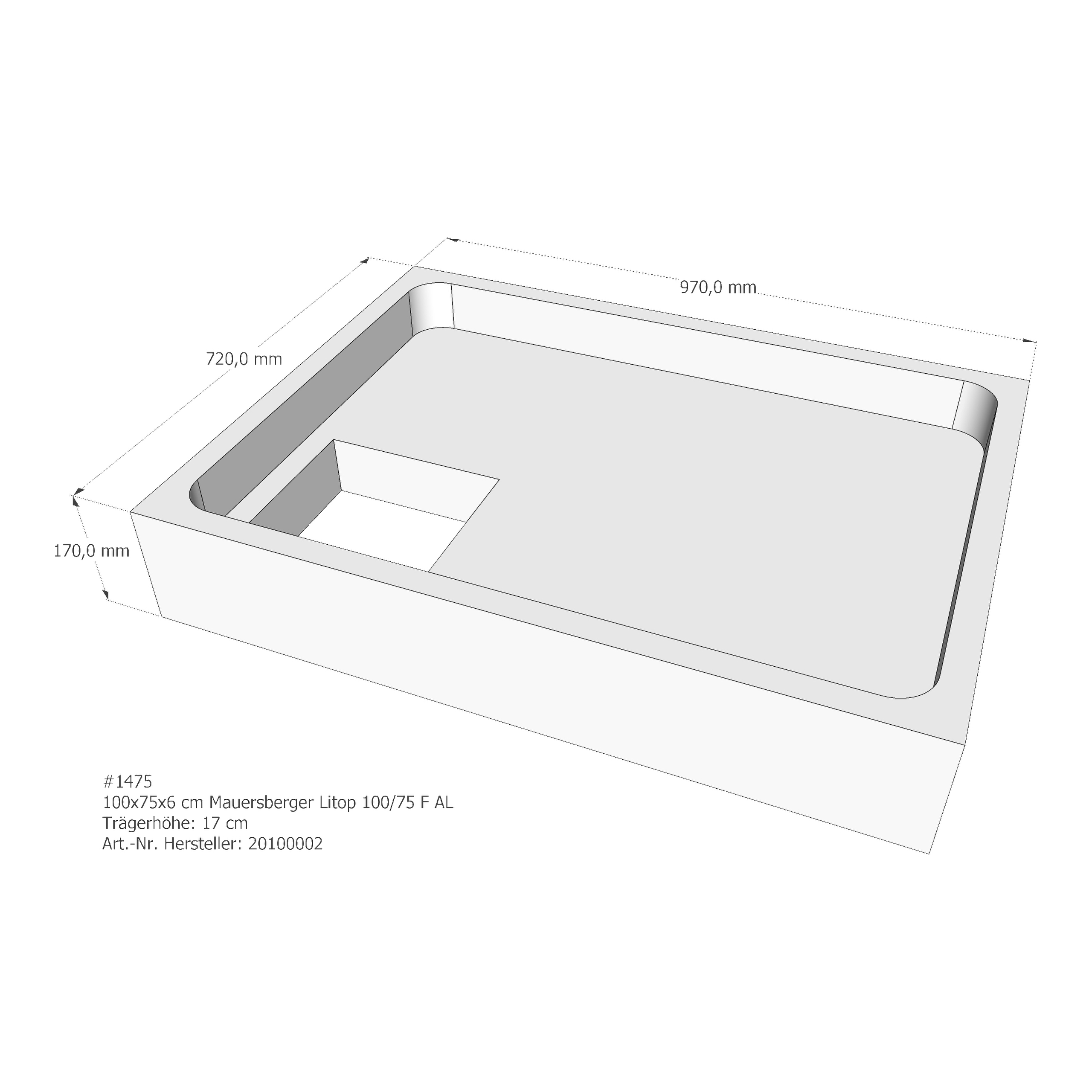 Duschwannenträger Mauersberger Litop 100/75 F 100x75x6 cm rechteckig AL