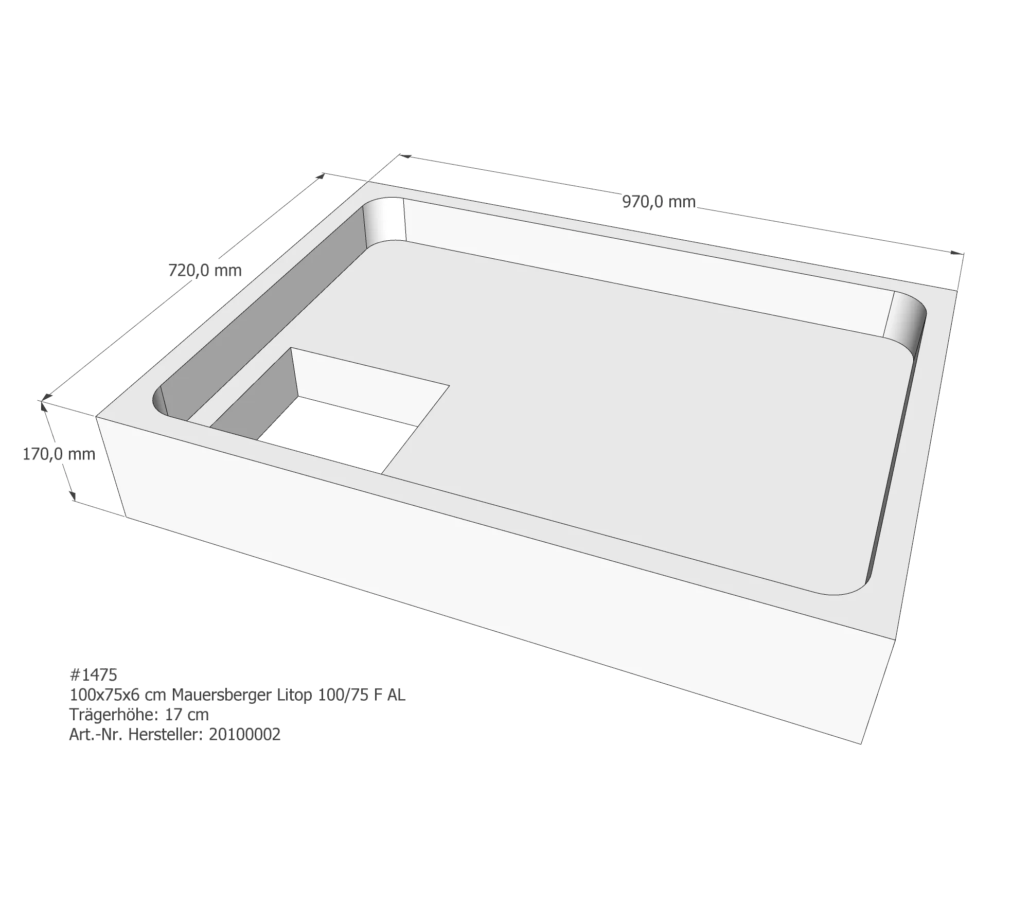 Duschwannenträger für Mauersberger Litop 100/75 F 100 × 75 × 6 cm