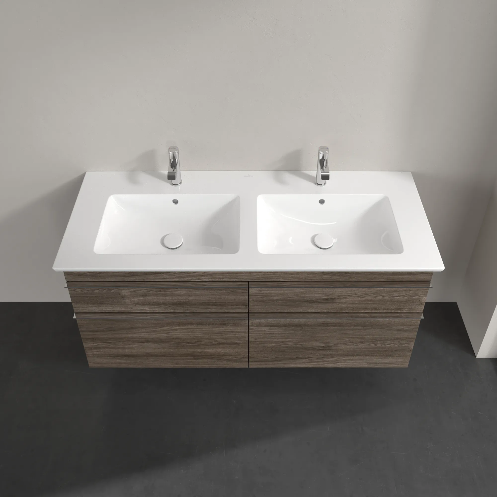 Villeroy & Boch Waschtischunterschrank „Venticello“ für Schrank-Doppelwaschtisch 1253 × 590 × 502 mm Stone Oak, für links und rechts