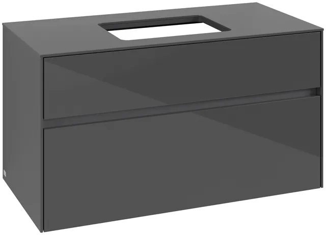 Villeroy & Boch Waschtischunterschrank „Collaro“ 1000 × 548 × 500 mm Glossy Grey, ohne Beleuchtung, für Becken mittig
