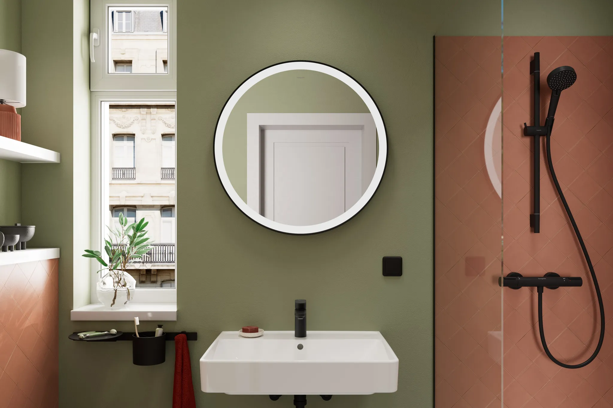 Hansgrohe Spiegel „Xarita Lite S“ in Mattschwarz Hansgrohe Spiegel „Xarita Lite S“ in Mattschwarz