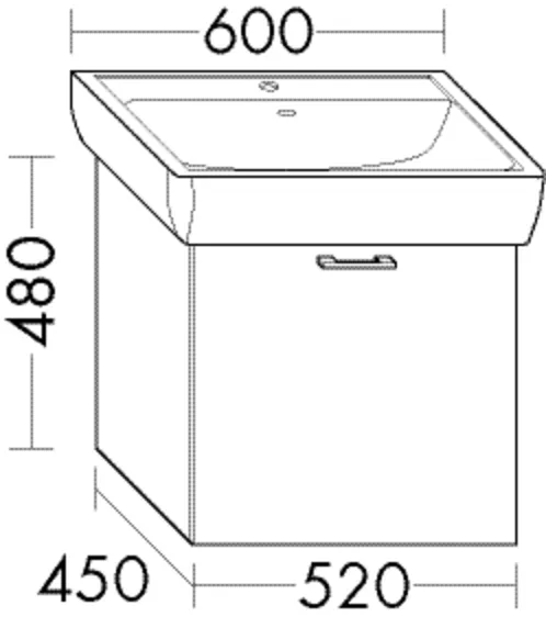 Burgbad Waschtischunterschrank Sys30, 450x520x480 mm, 1 Auszug, PG3