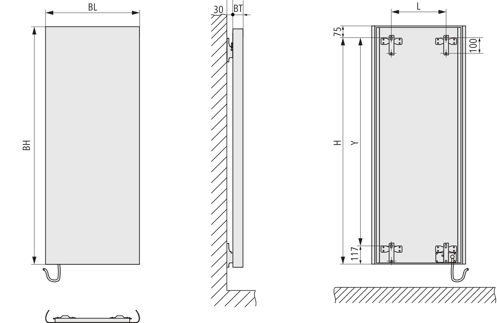 Kermi Design-Elektroheizkörper „Pateo®-E“ 50 × 152,5 cm in Weiß