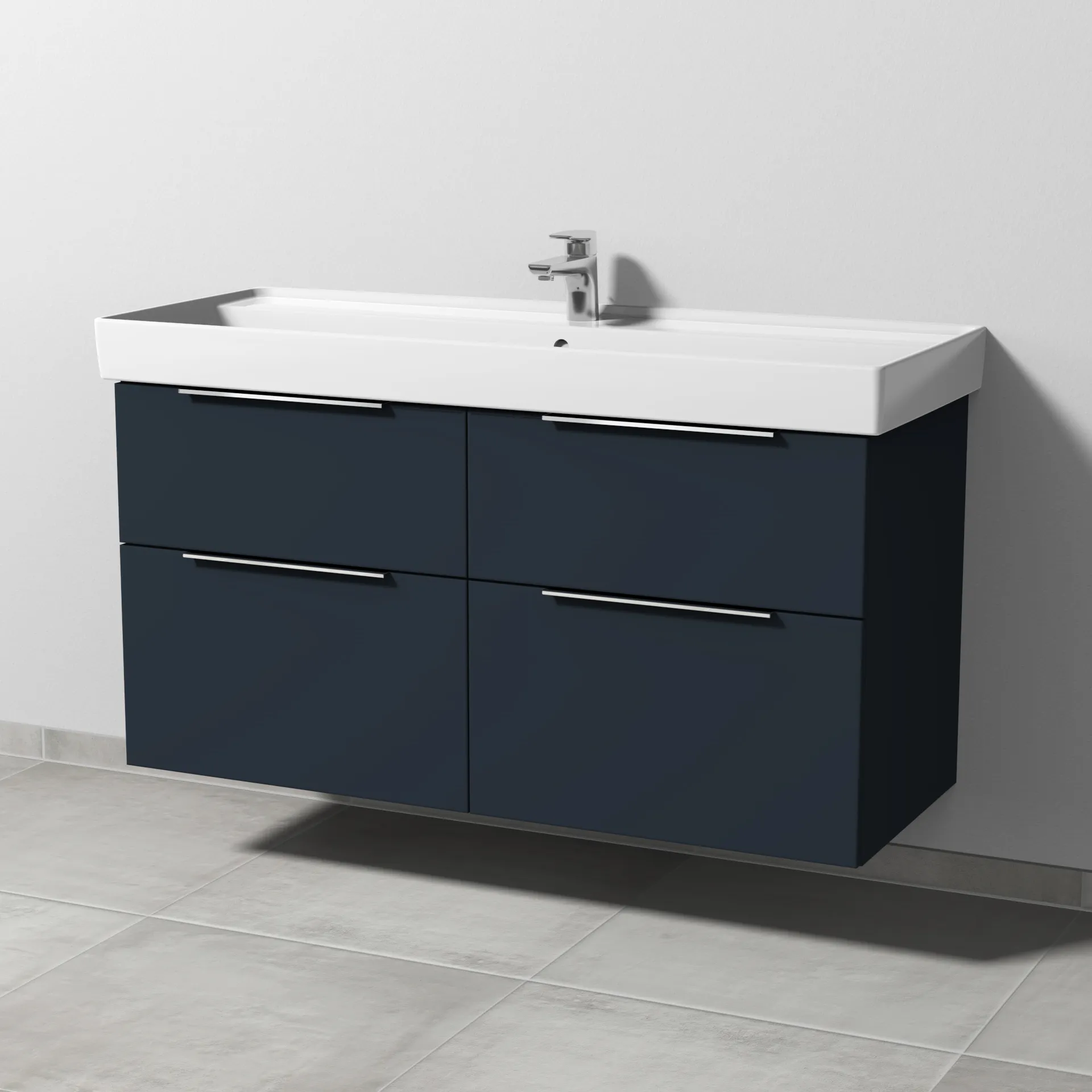 Sanipa Waschtischunterschrank „3way“ passend zu Keramik-Waschtische Collaro von Villeroy &Boch 1150 × 588 × 447 mm in Marine (matt)