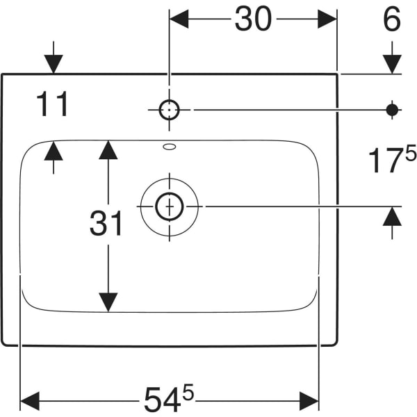 Wandwaschtisch „iCon“, rechteckig 60 × 48,5 cm in weiß alpin