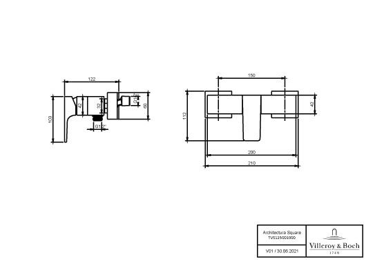Einhand-Duscharmatur „Architectura Square“ 12,2 cm in Chrom