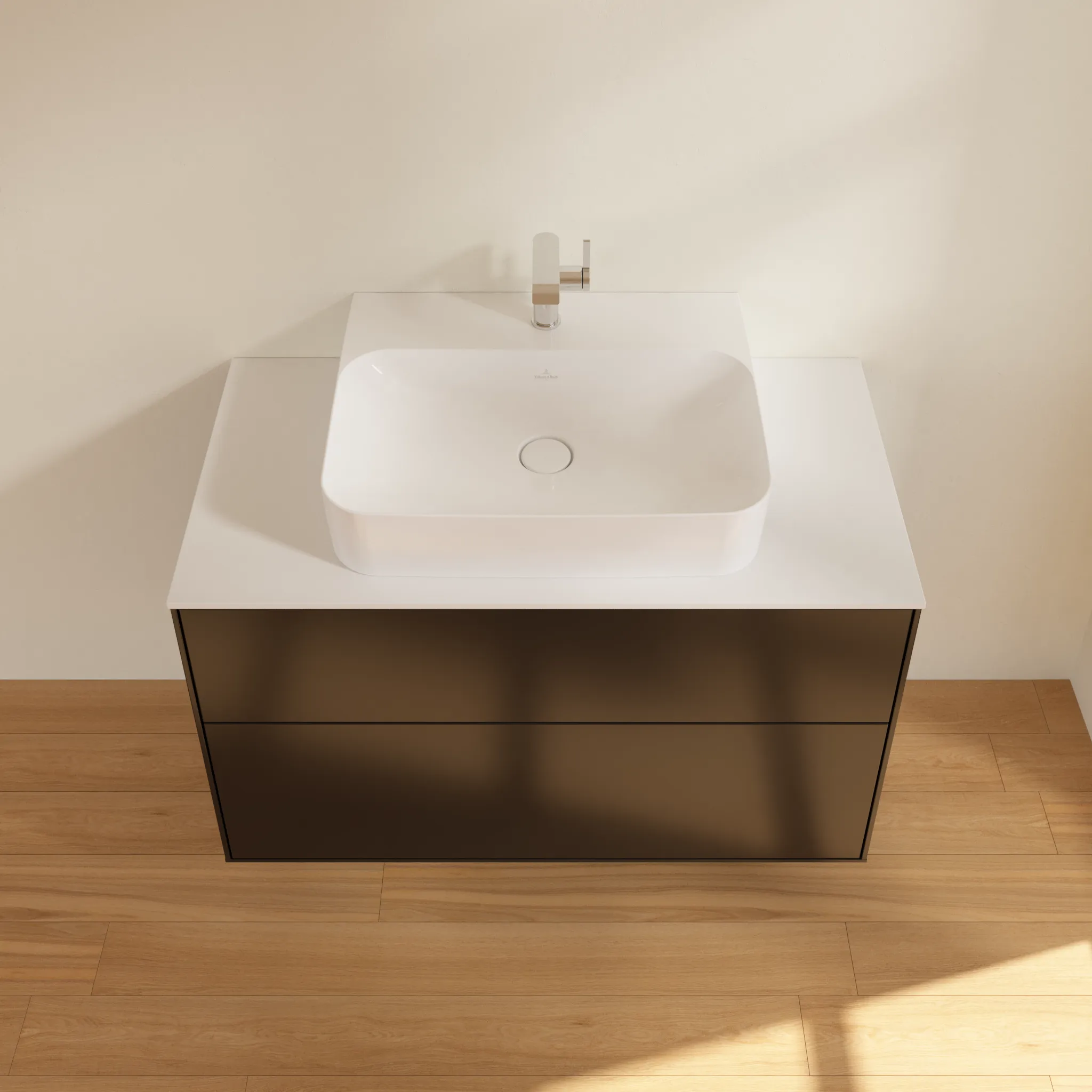 Villeroy & Boch Waschbeckenunterschrank Finion F10, 1000x603x501 mm, Black Matt Lacquer, mit SoftClosing und Push-to-open Funktion