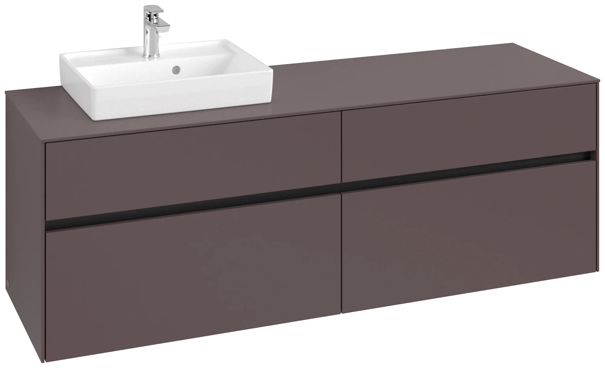 Villeroy & Boch Waschbeckenunterschrank Collaro C078B0, Eckig Dark Berry, 1600x548x500mm, mit Beleuchtung und SoftClosing, Smarthome-fähig