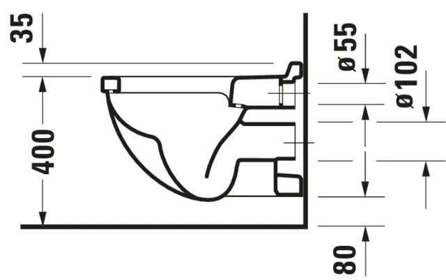 Wand-Tiefspül-WC „Starck 3“ 36,5 × 35,5 × 54 cm, Befestigung sichtbar, mit Spülrand