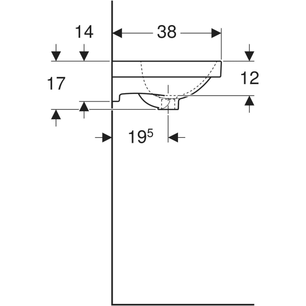 Wandwaschtisch „Acanto“, rechteckig 45 × 38,2 cm in weiß alpin