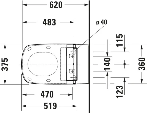 Wand-Tiefspül-WC „DuraStyle“ 37,6 × 35,5 × 62 cm, Befestigung verdeckt, mit Spülrand