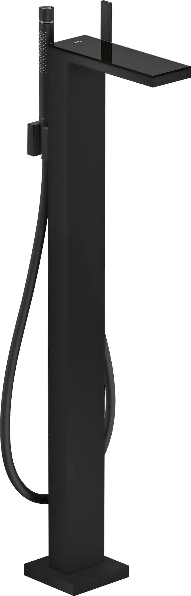 Hansgrohe AXOR MyEdition Einhebel-Wannenmischer bodenstehend mattschwarz, Ausladung 196 mm, mit Glasplatte aus Sicherheitsglas Hansgrohe AXOR MyEdition Einhebel-Wannenmischer bodenstehend mattschwarz, Ausladung 196 mm, mit Glasplatte aus Sicherheitsglas