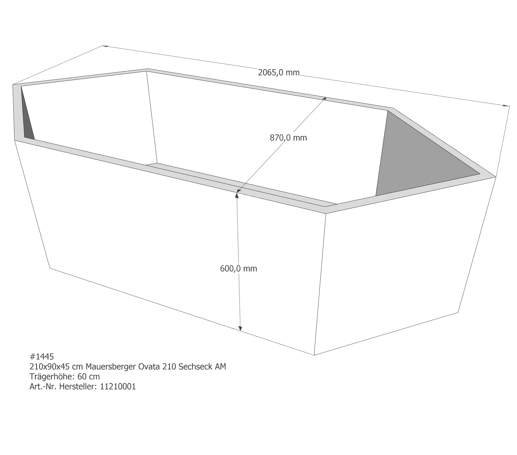 Badewannenträger für Mauersberger Ovata 210 210 × 90 × 45 cm Badewannenträger für Mauersberger Ovata 210 210 × 90 × 45 cm