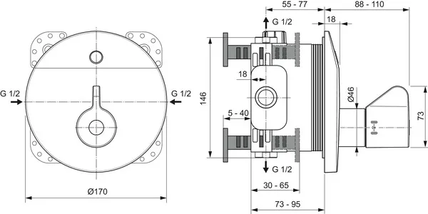 Sensor-Brausearmatur Unterputz Ceraplus, Bausatz 2, th.Desinfektion, Batt., Rosettendurchmesser:170mm, Chrom Sensor-Brausearmatur Unterputz Ceraplus, Bausatz 2, th.Desinfektion, Batt., Rosettendurchmesser:170mm, Chrom