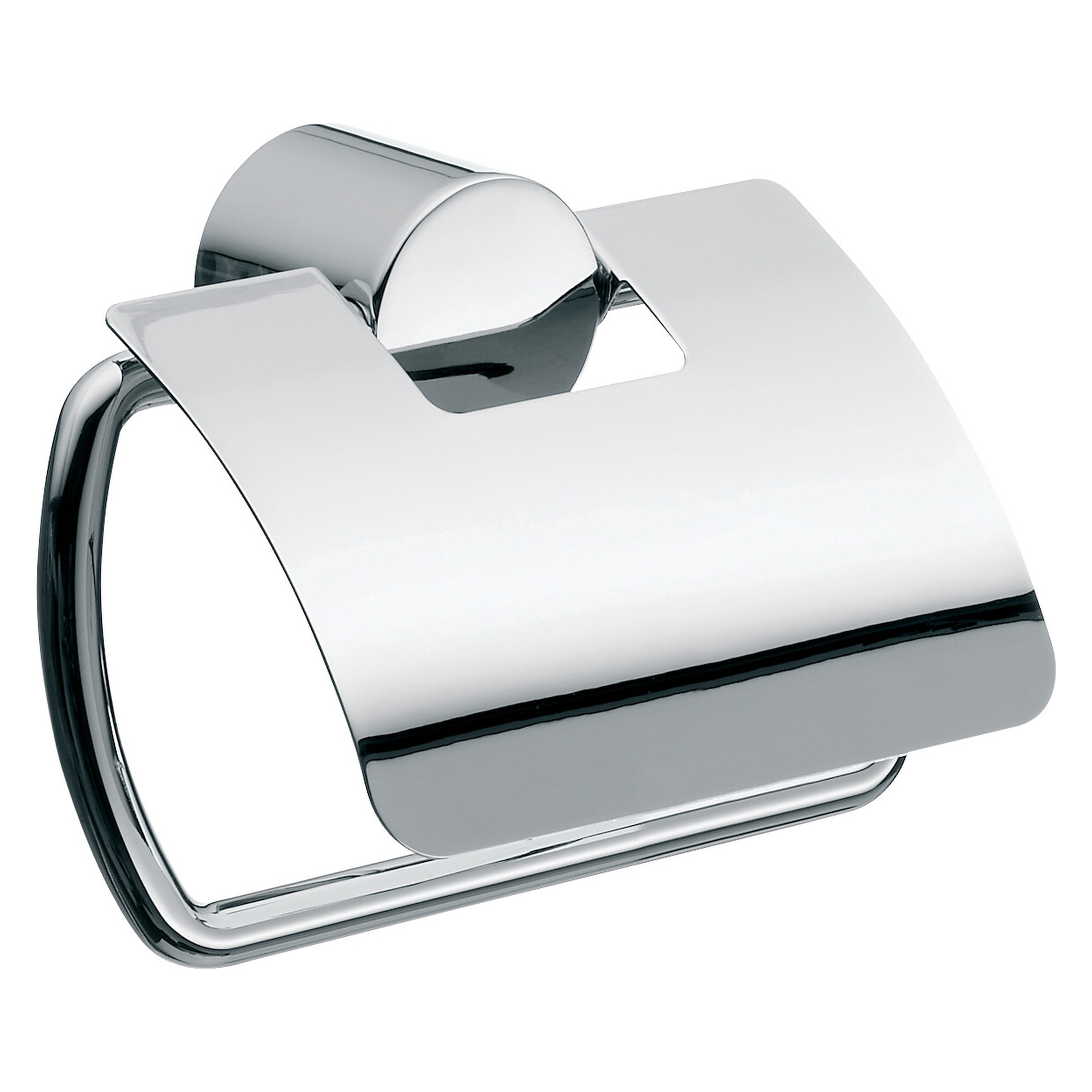 emco Toilettenpapierhalter mit Deckel „rondo 2“ 10,6 × 9,4 cm in chrom, Befestigung verdeckt