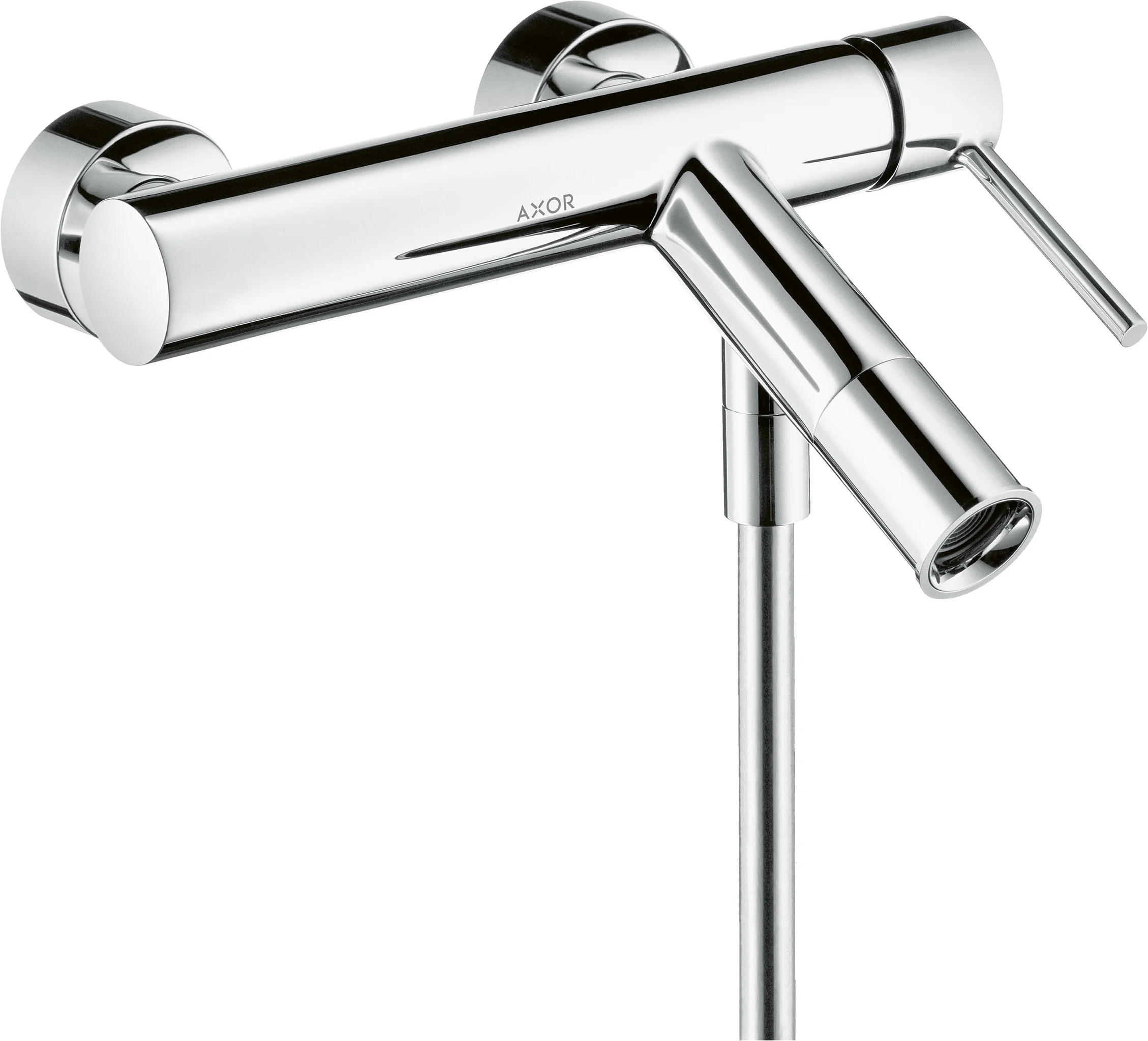 Hansgrohe AXOR Starck Wannenmischer Aufputz, Chrom, Ausladung 200 mm, DN15, Keramikmischsystem mit einstellbarer Temperaturbegrenzung und automatischem Umsteller