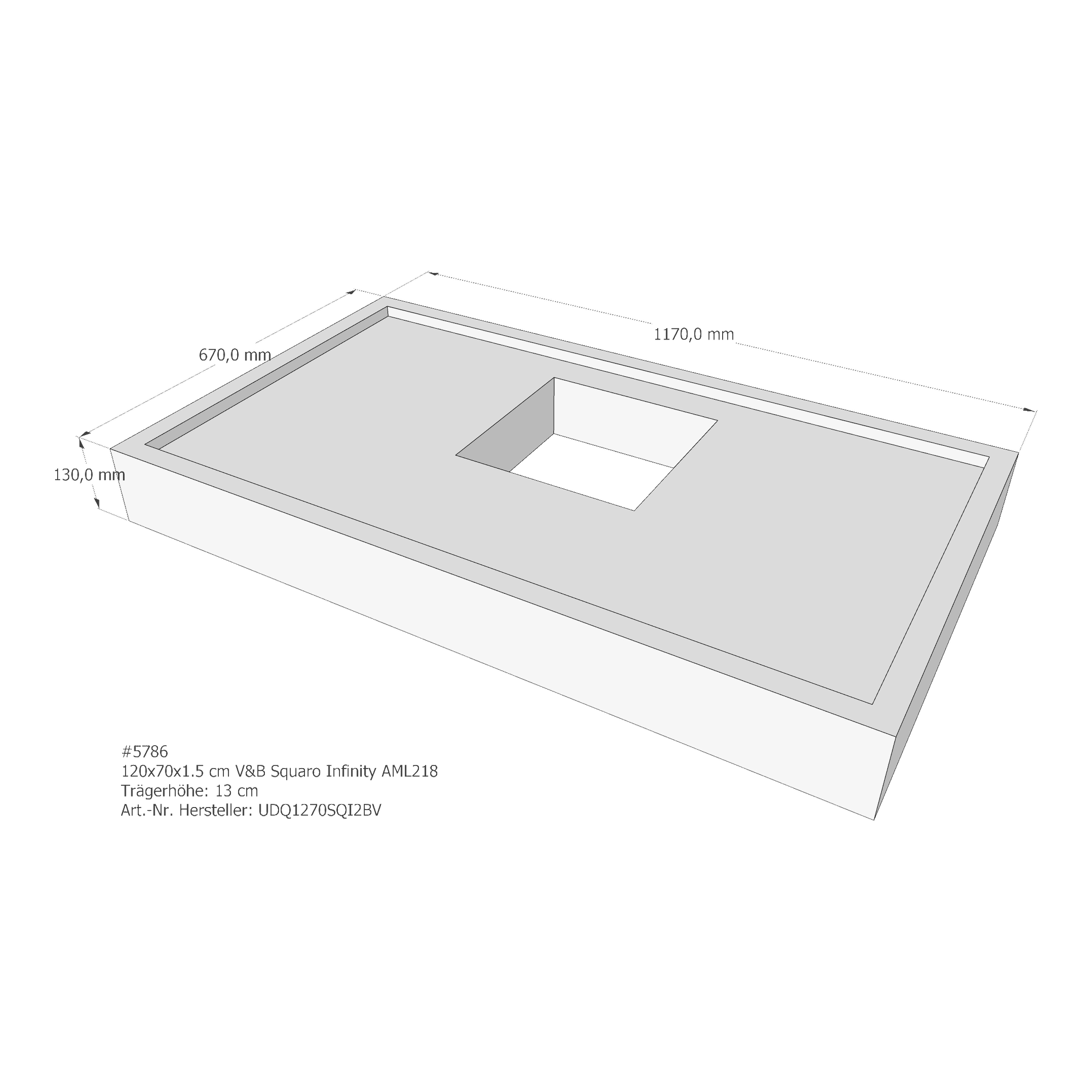 Duschwannenträger für Villeroy & Boch Squaro Infinity 120 × 70 × 1,5 cm