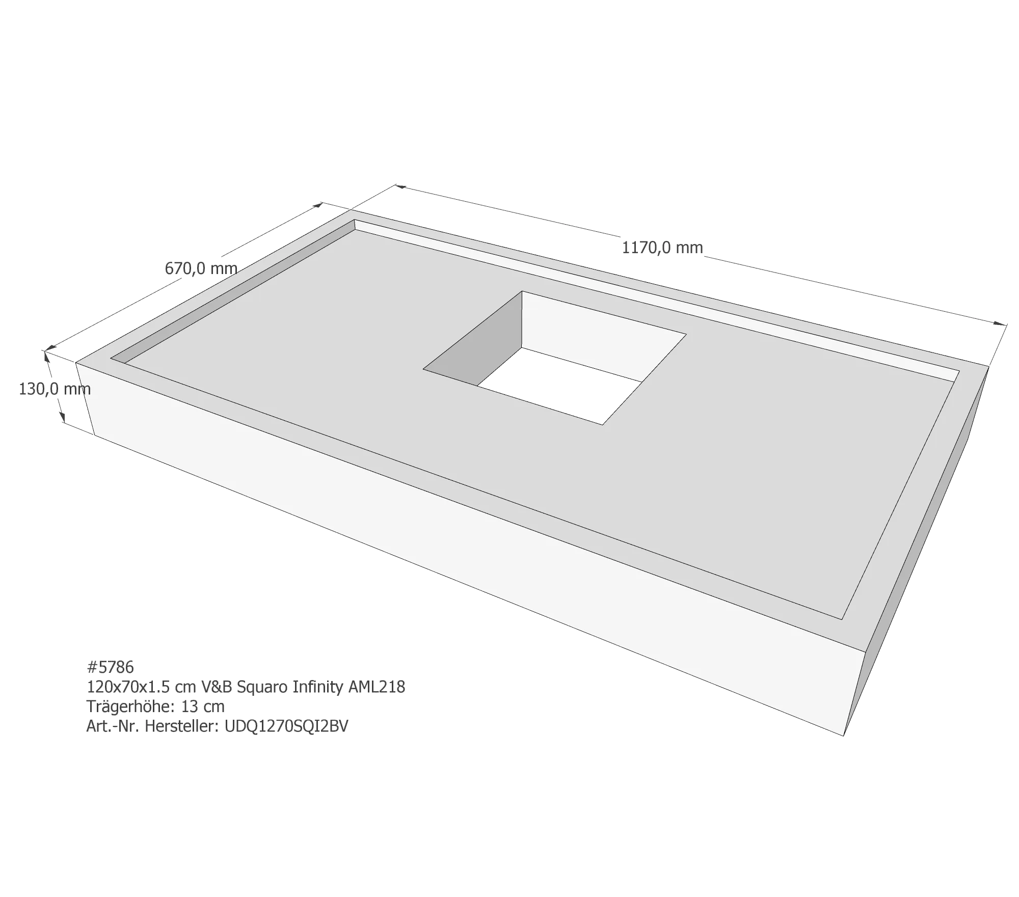 Duschwannenträger für Villeroy & Boch Squaro Infinity 120 × 70 × 1,5 cm Duschwannenträger für Villeroy & Boch Squaro Infinity 120 × 70 × 1,5 cm