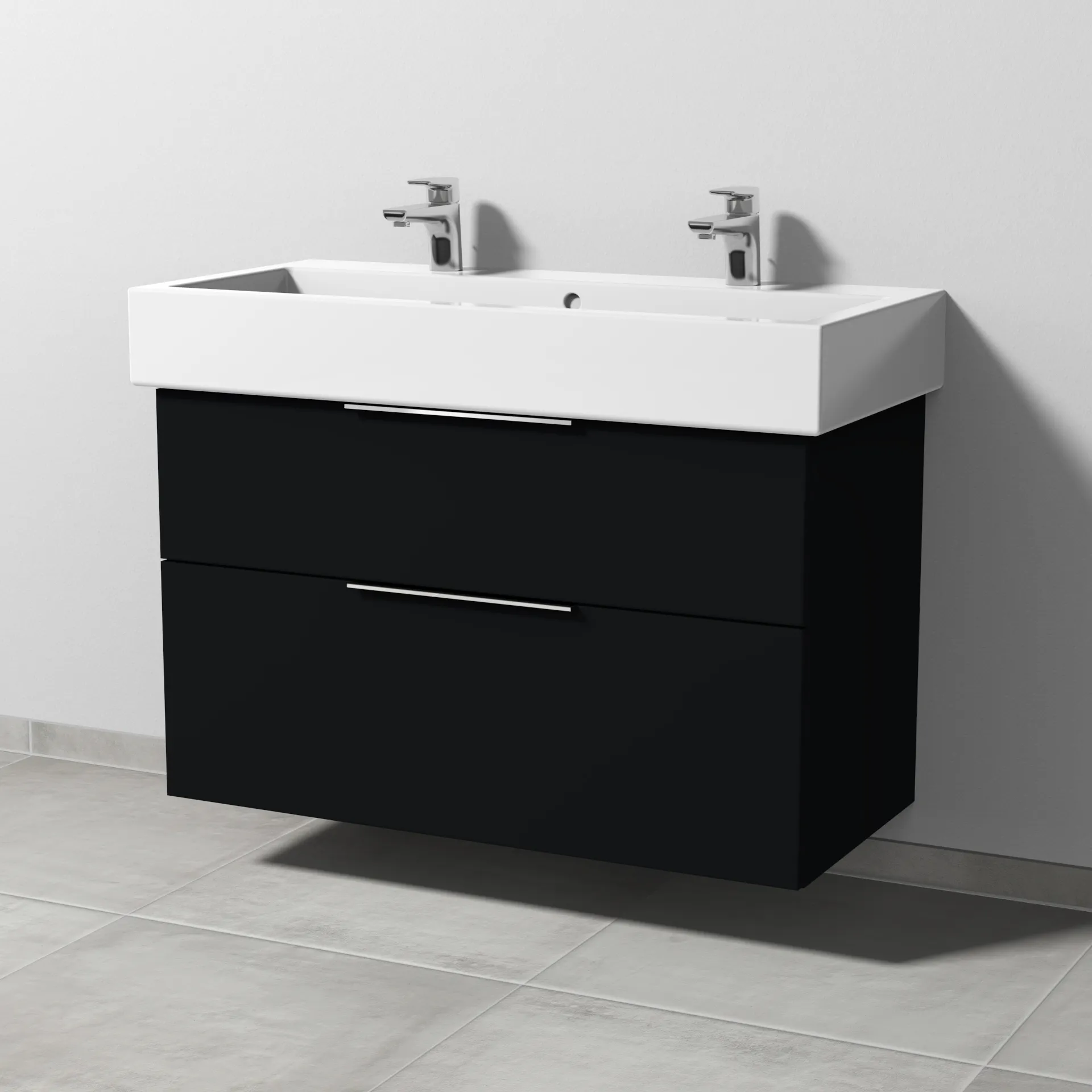 Sanipa Waschtischunterschrank „3way“ passend zu Keramik-Waschtische Vero von Duravit 950 × 593 × 447 mm in Schwarz (matt)