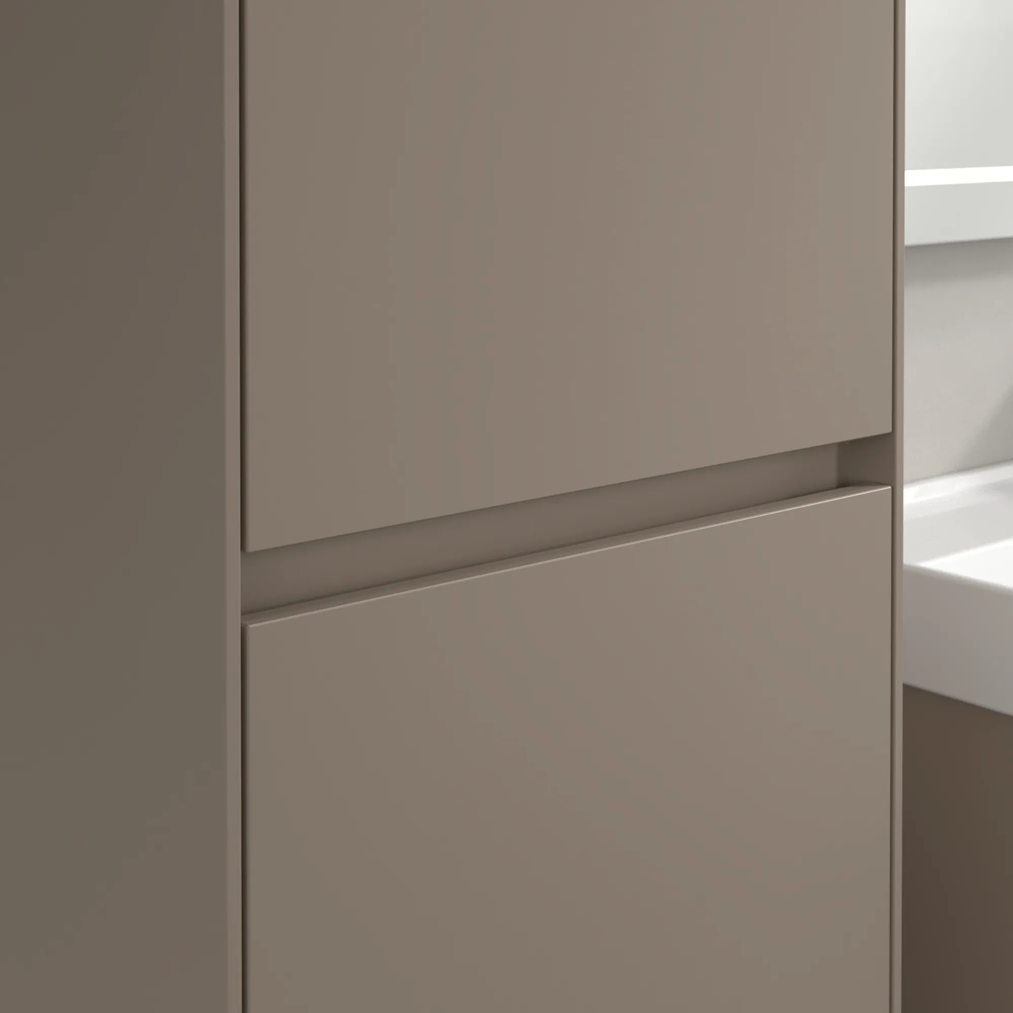 Villeroy & Boch Hochschrank Collaro C03400, Eckig, Taupe, 1.538 mm Höhe, 454 x 347 mm Maße, 2 Türen mit SoftClosing, integrierte Aluminiumgriffe Villeroy & Boch Hochschrank Collaro C03400, Eckig, Taupe, 1.538 mm Höhe, 454 x 347 mm Maße, 2 Türen mit SoftClosing, integrierte Aluminiumgriffe